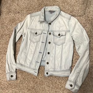 Denim jacket, acid wash.